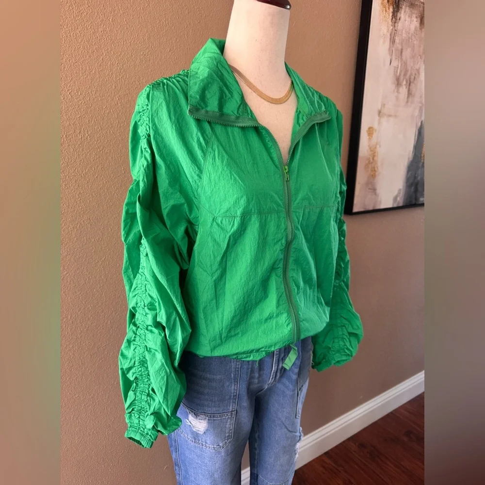 Women's Green Windbreaker Jacket - Picture 7 of 9